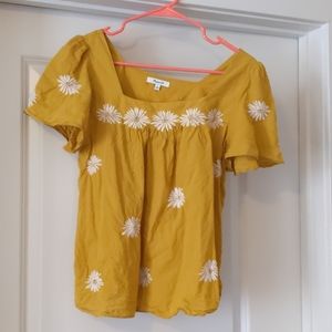 Madewell embroidered square neck blouse